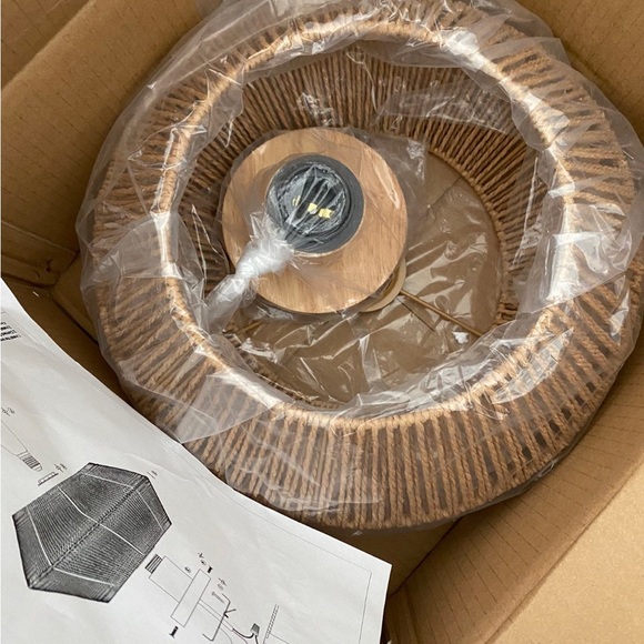 Woven Rattan Light Fixture Ceiling Mount, 12.7'' - Picture 8 of 8